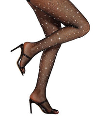 Women's Sexy Elastic Super Shiny Rhinestone Fishnet Stockings