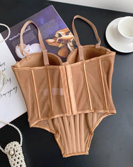 Sexy Fishbone Adjustable Shoulder Strap Tube Top Mesh Irregular Top