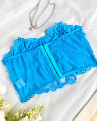 Sexy Flower Lace Mesh Herringbone Tube Top