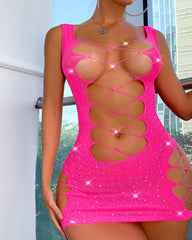 Sexy Hot Diamond See-Through Elastic Hollow Nightdress