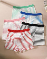 Women's 5-Pack Striped Colorblock Print Button Detail Boxer Briefs