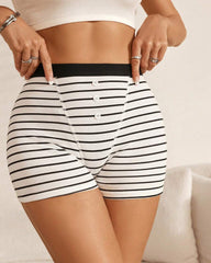 Women's 5-Pack Striped Colorblock Print Button Detail Boxer Briefs