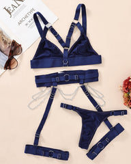 Sexy Metal Chain Binding Waist Seal Leg Ring Adjustment Three-Piece Set