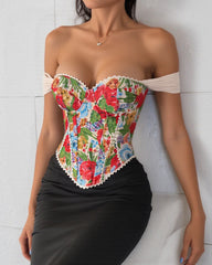 Retro Sexy Jacquard Palace Style Wrapped Chest Herringbone Top