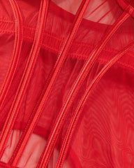 Sexy Mesh Breathable Body Shaping Split Steel Ring Gathered With Leg Ring Suit