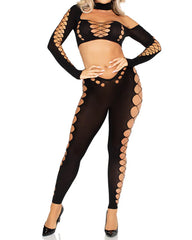 Sexy Seamless Cutout Crop Top and Leggings Set