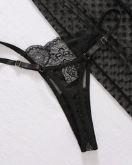 Sexy Lace Long See-Through Suspender Dress Set
