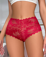 Women's Cotton Bottom Semi-Transparent Seamless Soft Lace Panties