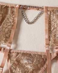 Sexy Jacquard See-through Mesh with Chain Decoration Fun Lingerie Set