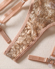 Sexy Jacquard See-through Mesh with Chain Decoration Fun Lingerie Set