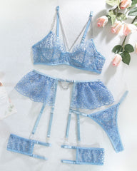 Sexy Jacquard See-through Mesh with Chain Decoration Fun Lingerie Set