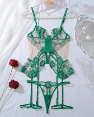 Sexy Mesh See-through Thin Lace Bra Set