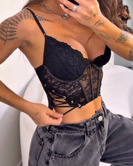 Sexy Lace Sheer Corset Top