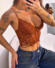 Sexy Lace Sheer Corset Top