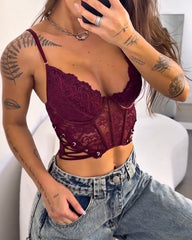 Sexy Lace Sheer Corset Top