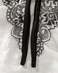 Sexy Floral Lace Exposed Breast Bra and Crotchless Thong Panty Set