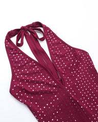 Sexy Slim Fit Deep V Jumpsuit with Rhinestones