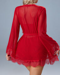 Sexy Lace Tulle Pajamas Three-piece Set