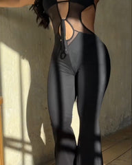 Sexy Sleeveless Halterneck Backless Slightly Flared Wide-leg Jumpsuit