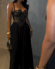 Sexy Diamond Lace Shaping Gathered Fishbone Tube Top