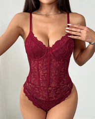 Sexy Llace Mesh See-through Slim-fitting Camisole Bodysuit