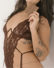 Deep V See-Through Lace Sexy Bodysuit