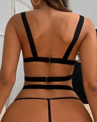 Sexy Bondage PU Strap SM Bra One-piece Suit