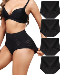 High-waisted Seamless Lace Stretch Invisible Tummy-control Panties