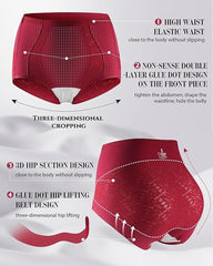 High-waisted Seamless Lace Stretch Invisible Tummy-control Panties