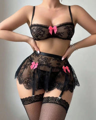 Sexy Lace Mesh See-through Lingerie Set