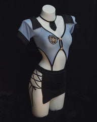 Sexy Policewoman Uniform Cosplay Hollow Perspective Pajamas