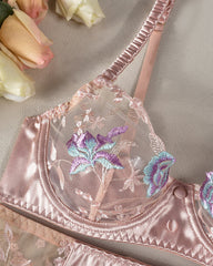 Sexy Lace Embroidery Mesh Patchwork Sexy Lingerie Set