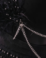 Rhinestone Fishnet Cutout Halter Neck Top and Skirt Set