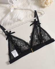 Sexy Embroidered Lace Heart Cut-Out Lingerie Set