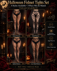 3-Pack Halloween Fishnet Tights Mixed Pattern Set