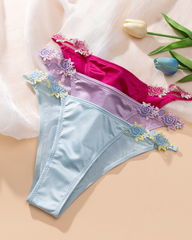 3-Pack Floral Appliqué Panties Mixed Colors