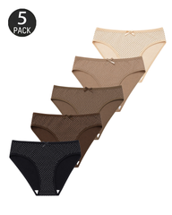 5-Pack Women's Polka Dot Briefs with Decorative Bows