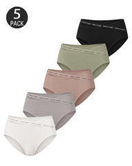5-Pack Asymmetric Waistband Cutout Bikini Panties – Mixed Colors