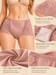 5-Pack Plus Size High Waist Ice Silk Lace Boyshorts