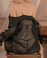 Sexy Rhinestone Strap Sheer Chiffon Chemise