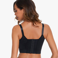 Full-Coverage V-Neck Back Smoothing Bra- Black+Brown (2 Pack)
