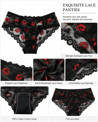 4-Pack Sexy Lace See-Through Lip Embroidered Panties