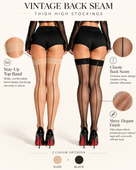 2-Pair Vintage Back Seam Thigh-High Stockings Set