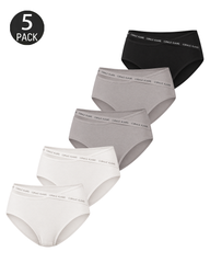 5-Pack Asymmetric Waistband Cutout Bikini Panties – Mixed Colors