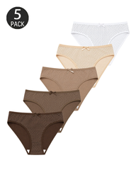 5-Pack Women's Polka Dot Briefs with Decorative Bows