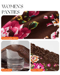4-Pack Mid Waist Floral Print Lace Seamless Panties