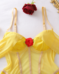 Princess-Inspired Corset Bodysuit with Gloves
