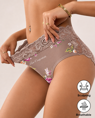 4-Pack Mid Waist Floral Print Lace Seamless Panties