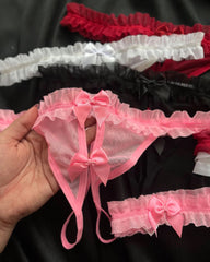 Four-Pack Sexy Mesh See-Through Bow Thong
