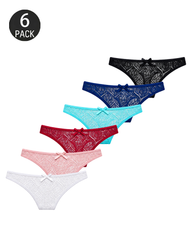 4/6-Pack Lace High-Waisted Thong Panties Multi-Color Set